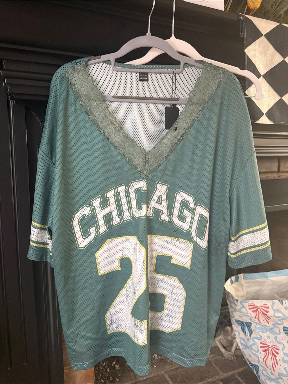 Chicago 25 Lace-Trim Mesh V-Neck Jersey Top - Green